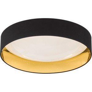 LED-Deckenleuchte Sete, schwarz-gold, 33W, 3500lm. Runde Lampe mit Sternendekor für Wohnräume.