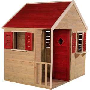 Wendi Toys Kinderspielhaus Krokodil mit rotem Dach, Fensterläden und Veranda.