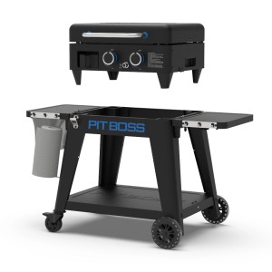 Pit Boss Gasgrill Ultimate Plancha Lift-Off mit 2 Brennern, schwarz-weiß, mit Untergestell.