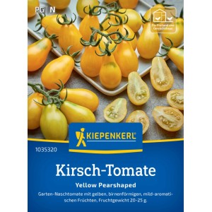 Kiepenkerl Kirschtomate Yellow Pearshaped Saatgut mit gelben, birnenförmigen Früchten.