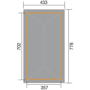 Skizze des Weka Pavillon Gartenoase 651 B Gr.3 Sparset mit Maßangaben.