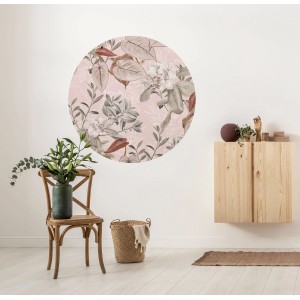 Selbstklebende Komar Vliesfototapete Dot Adorn mit floralem Muster, Durchmesser 125 cm.