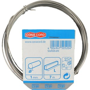 Conacord Stahldraht V2A, 1 mm Durchmesser, 7 m Länge.