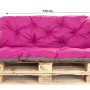 Setgarden Palettenkissen Set in Rose, 120x50cm, mit gestepptem Rückenkissen und Sitzkissen auf Holzpalette.