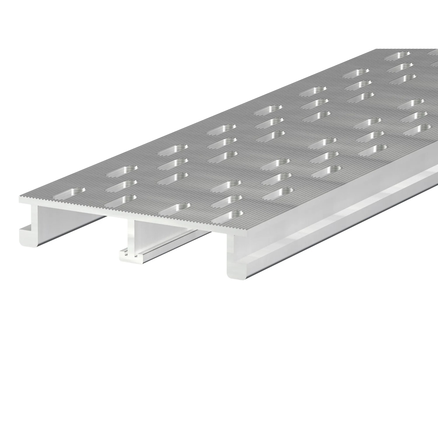 Eloxierte Aluminium Entwässerungsrinne Proside, 100x20x2000 mm, für Terrassen und Hausanschlüsse.