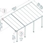 Technische Zeichnung der weißen Palram Canopia Terrassenüberdachung Feria 4x6.06 mit Maßangaben.