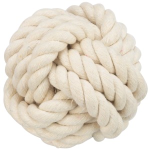 Beiger Jollypaw Tau-Ball, Ø 8 cm, robustes Tauspielzeug für Hunde.
