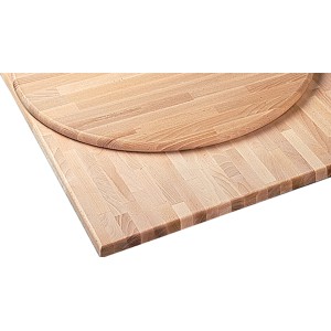 Runde Tischplatte aus Buchenholz, 100 cm Durchmesser, ideal für individuelle Tische.