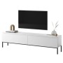 Weißes Selsey TV-Lowboard Bemmi 175 cm mit schwarzen Metallbeinen, 2 Türen, modernes, schlichtes Design.