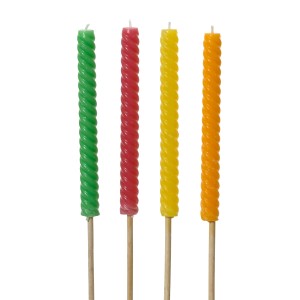 Citronella Kerze Fackel, 4-fach sortiert in Grün, Rot, Gelb und Orange. Duftkerzen für Garten und Terrasse.