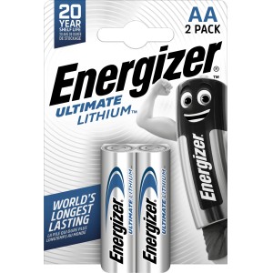 Energizer Ultimate Lithium AA Batterien, 2er-Pack. Langlebige Mignon-Batterien für Geräte mit hohem Energiebedarf.