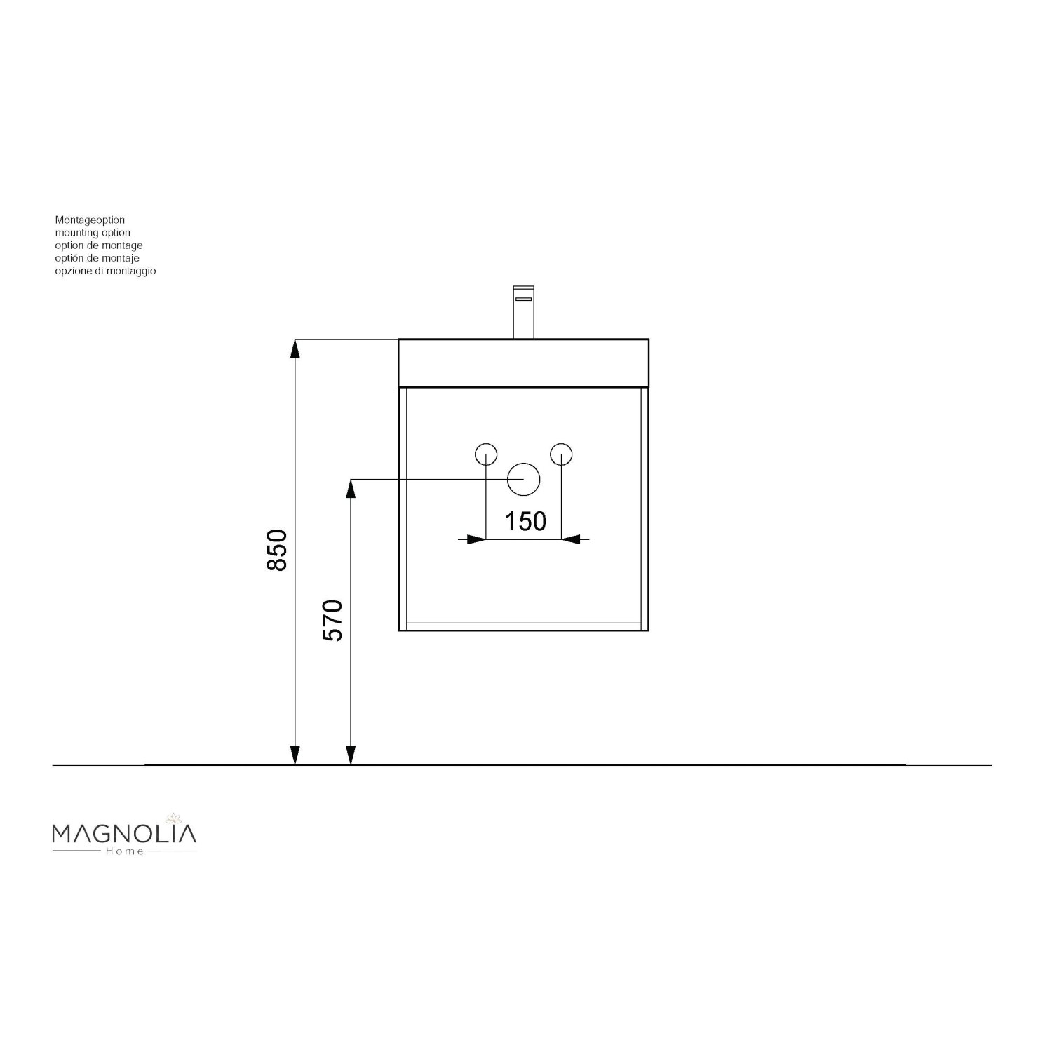 Magnolia Home Gäste WC Badmöbel Pico Slimline 40cm - SoftClose In Eiche Gold