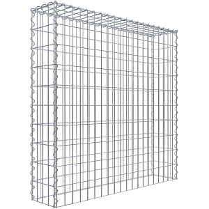 Gabiona Anbaukorb, 100x100x20cm, Maschenweite 5x10cm, aus galvanisiertem Drahtgitter.