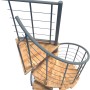 Minka Spindeltreppe Venezia Smart, Buche grau, Ø100cm, bis 305,5cm Geschosshöhe. Wendeltreppe mit Holzstufen und grauem Geländer.