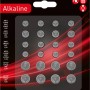 Knopfzellen-Set, 24-teilig mit verschiedenen Typen für Uhren, Taschenrechner und Spielzeug.