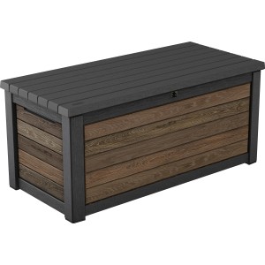 Keter Auflagenbox Northwood, 630 l, Walnussholz-Optik. Wetterfeste Aufbewahrungsbox für Garten, Terrasse oder Balkon.