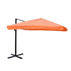 Terracottafarbener MCW Ampelschirm 3x3m mit Alugestell und Bodenkreuz.