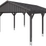 Skan Holz Carport Fichtelberg, schiefergrau, mit Dachlattung. Einzelcarport aus Fichte mit sechs Pfosten.