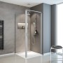 Schulte ExpressPlus Eckdusche mit Drehtür und Seitenwand, 180x80 cm, Alu Natur. Teilgerahmte Duschkabine.