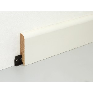 FN Neuhofer Sockelleiste L0145L, Kiefer, weiß lackiert mit Clip-System.