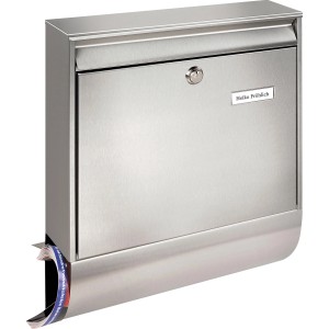 Burg Wächter Briefkasten Borkum 38770 Ni aus Edelstahl mit Zeitungsfach.