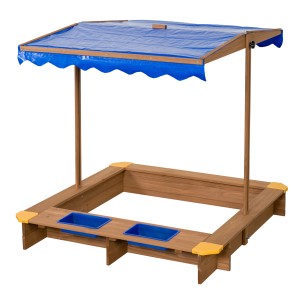 Swing King Sandkasten Ibiza mit blauem Dach und Behältern, Holz FSC®