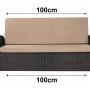 Beiges 2-Sitzer Gartensofa-Kissen 100x50x50 cm für Polyrattanmöbel.