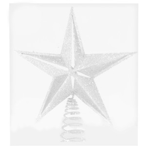 Baumschmuck Baumspitze Stern aus Kunststoff Weiß mit Glitter 28 cm