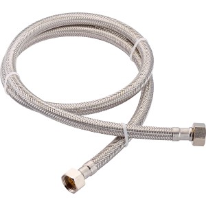 Flexibler Winkel-Anschlussschlauch, 14,9 mm (G 3/8) x 1000 mm, aus Edelstahl für Trinkwasserinstallation.