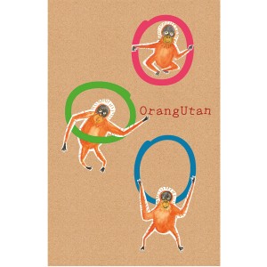 Komar Wandbild ABC Animal O: Poster mit drei Orang-Utans in bunten Kreisen.