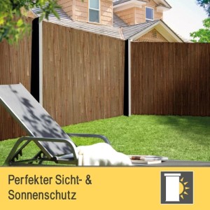 Sol Royal Bambus Sichtschutzzaun B55, 80x600cm, braun, im Garten