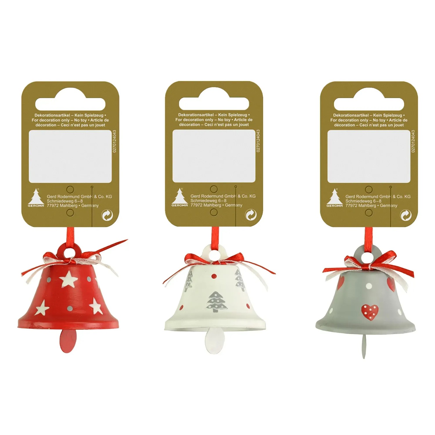 Weihnachts-Deko Glocke aus Kunststoff  4,5 cm x 4 cm Mehrfarbig 3-fach  Sortiert kaufen bei OBI