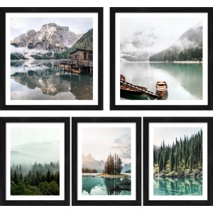 Pro Art Bilder Framed Art Mountain Lake IX 2x 28 cm x 28 cm, 3x 19 cm x 24 cm