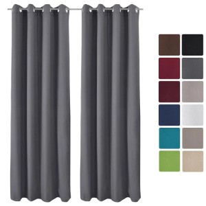 2er Set Beautissu Amelie Thermo Vorhänge 140x245 cm, anthrazit, mit Ösen.