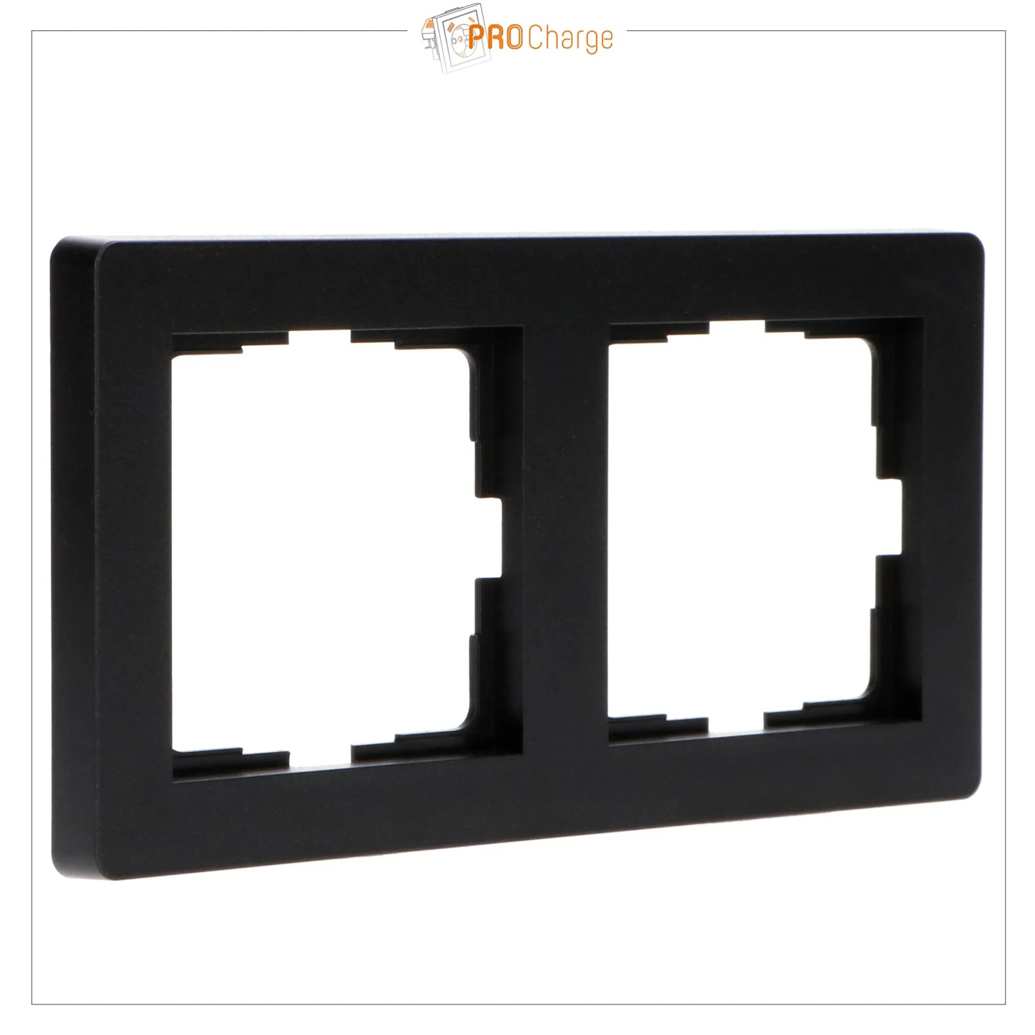 ProCharge Doppelrahmen für Steckdosen, schwarz, für 55x55 Systeme.