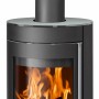 Justus Kaminofen Mino 2.0, Stahl schwarz, mit Glasabdeckung, 5 kW, Energieeffizienzklasse A+.