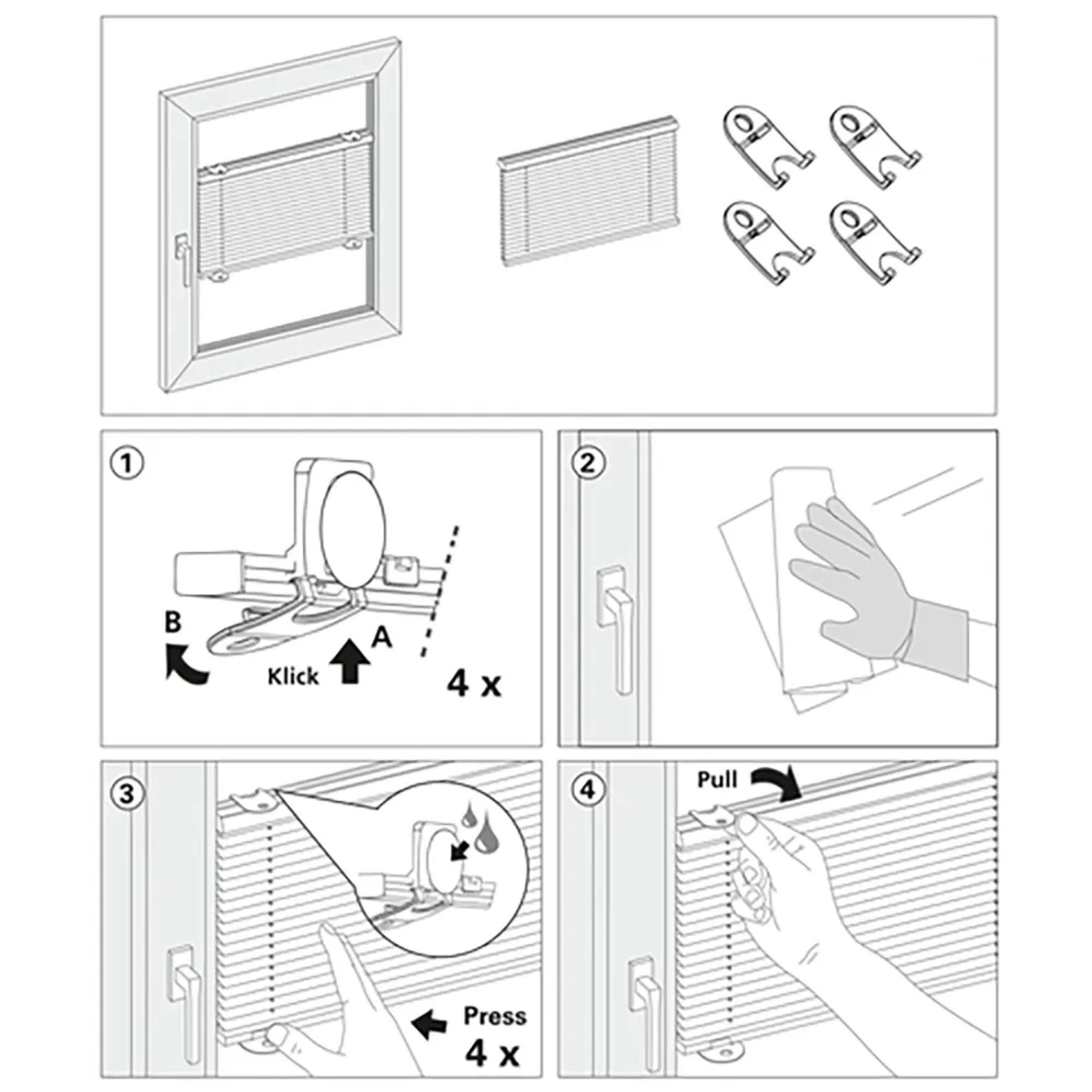 Montageanleitung: Gardinia Plissee Solo 100x130 cm grau, Befestigung ohne Bohren.