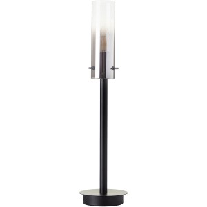 Brilliant Glasini Tischleuchte, schwarz matt, mit Rauchglas-Schirm. Design-Tischlampe.