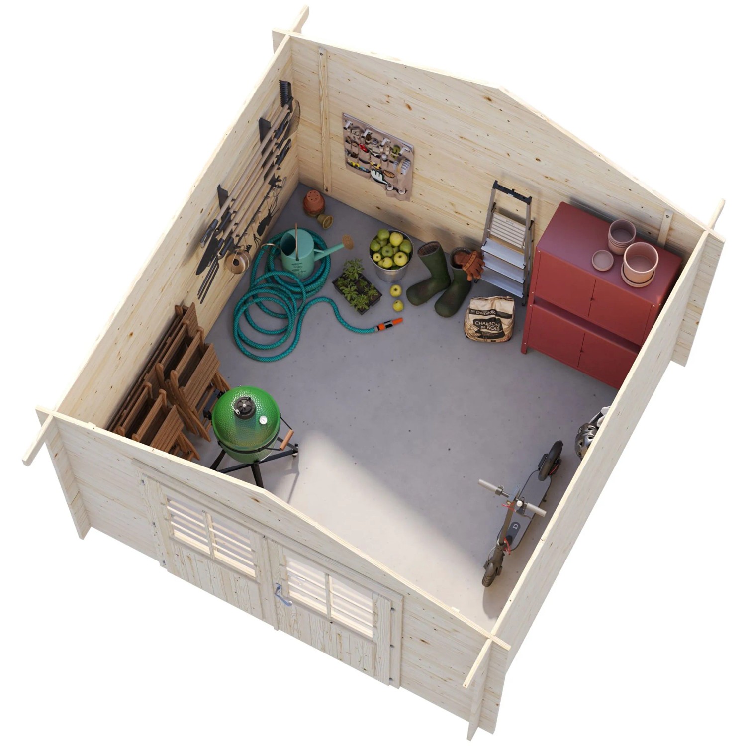 Palmako Gartenhaus Lotta 276 x 276 cm Lackiert Dunkelgrau-Weiß FSC®_4