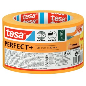 Tesa Malerband Perfect+ 50 m x 30 mm Gelb 2 Rollen