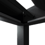 Detail der anthrazitfarbenen Aluminiumstruktur des Weide Deluxe Pavillons. Robuste Pfosten und Träger mit integrierter LED-Beleuchtung.