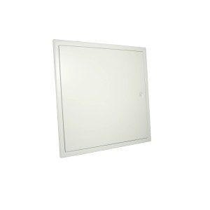 Weiße Marley Revisionstür aus verzinktem Stahl, 350x350 mm, für Gipskartonplatten.