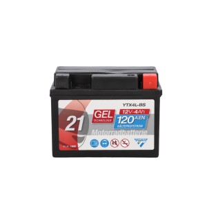 Cartec GEL Motorradbatterie YTX4L-BS 4Ah 120A, wartungsfreie Batterie für Motorräder, Quads und Mofas.