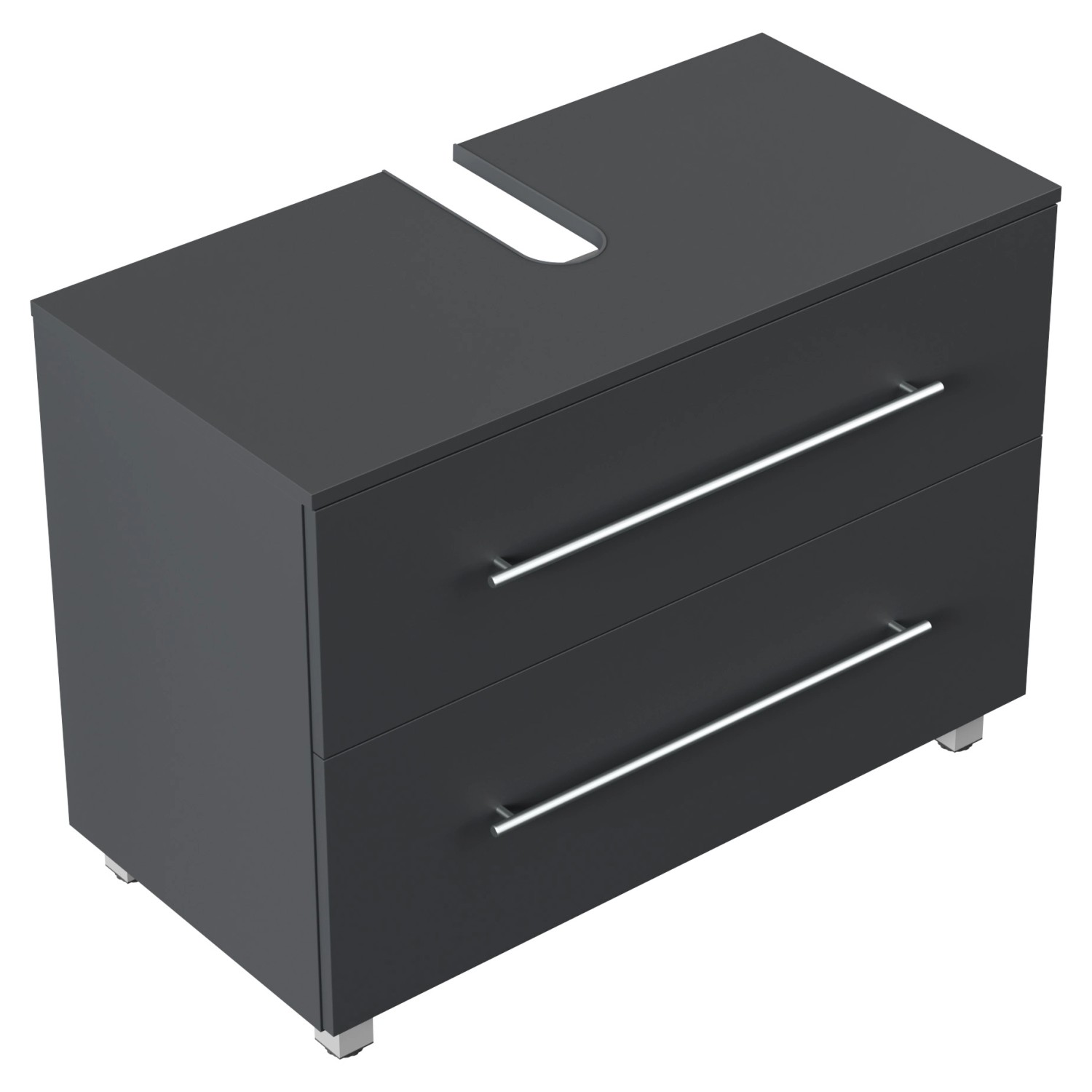 Posseik Waschbeckenunterschrank Mondial, 85 cm, Grafit, mit 2 Schubladen und Füßen.