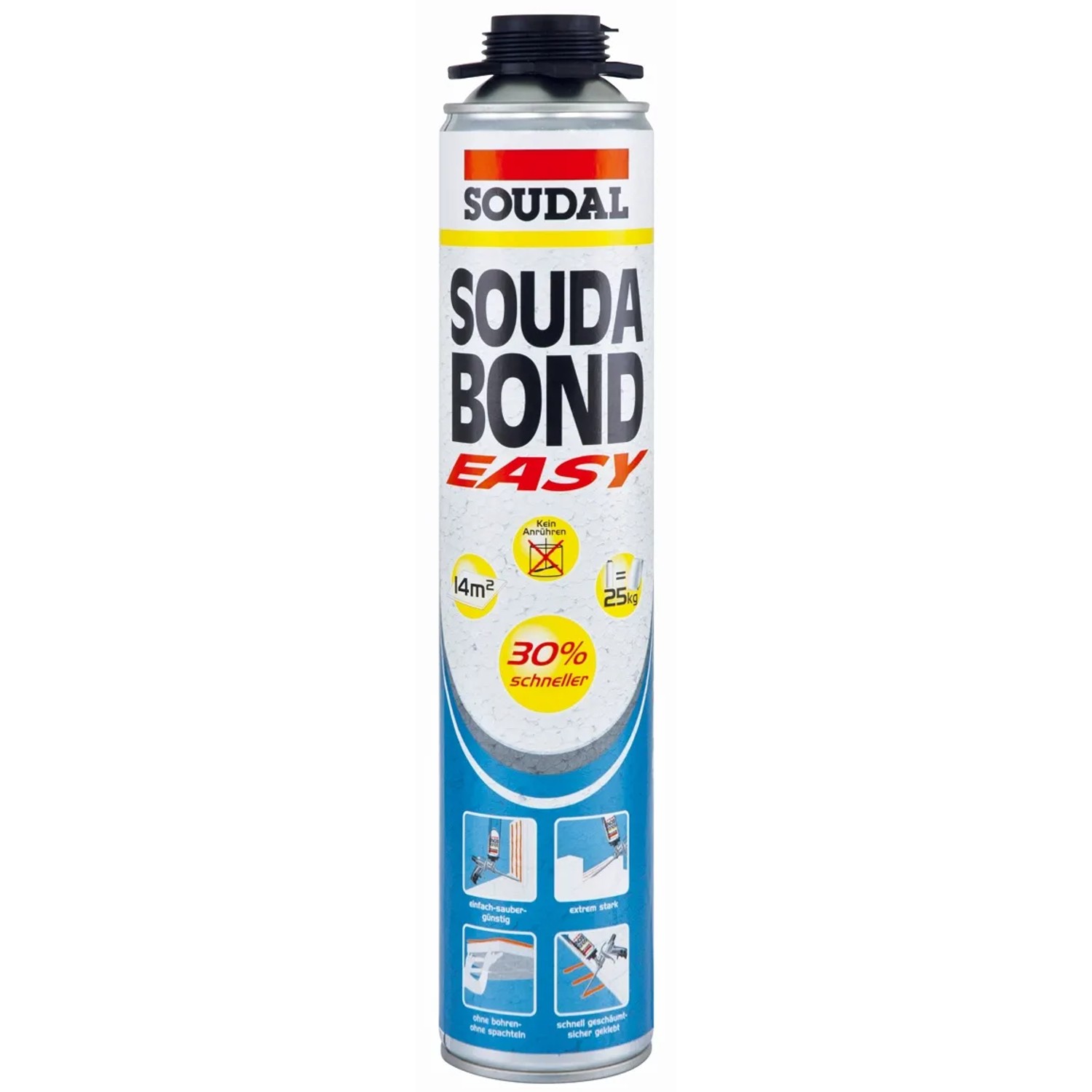 Soudabond Easy Baukleber-Pistolenschaum 750ml, gebrauchsfertiger PU-Klebstoff für Dämmstoffplatten.