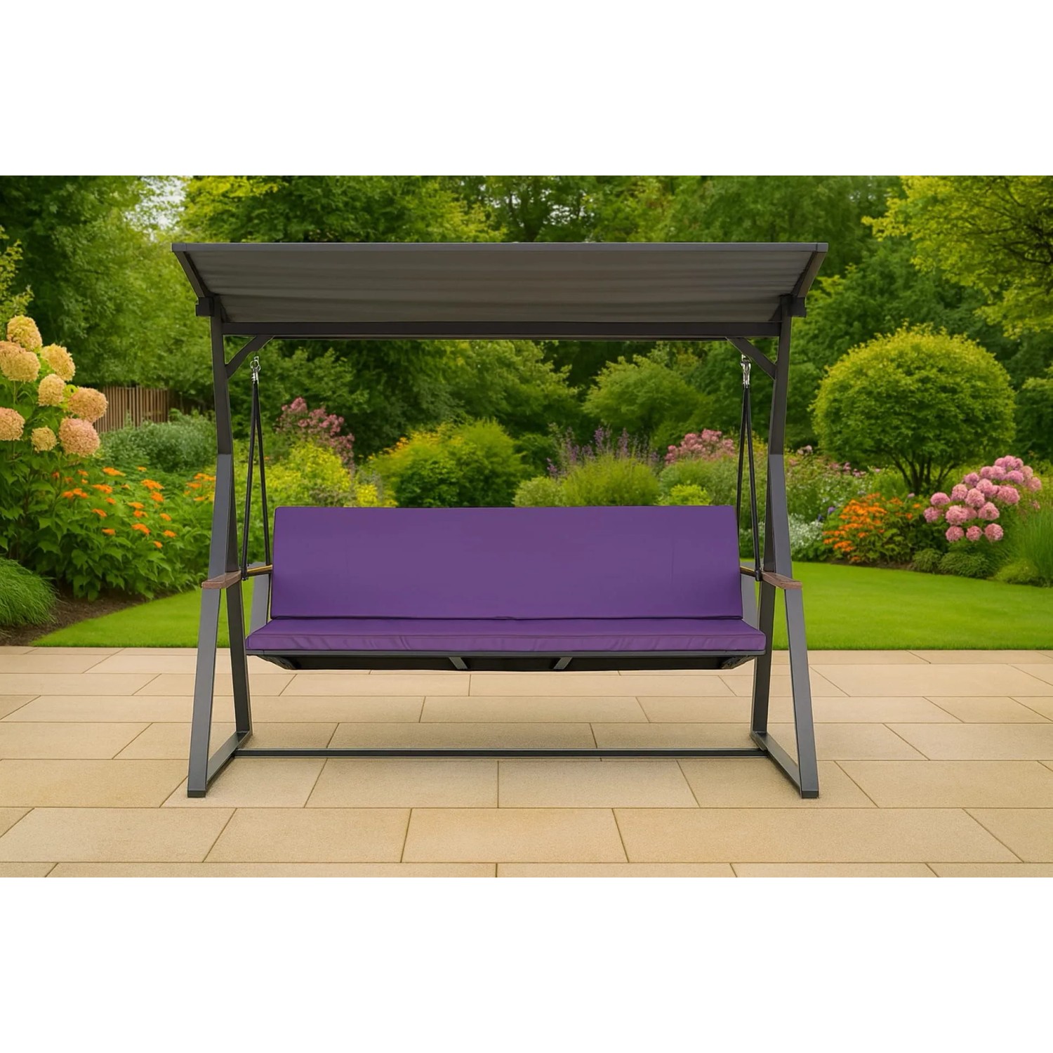 Violettes Kissen für Hollywoodschaukel, 120x60x50x7cm, für 2-Sitzer Gartenschaukel.