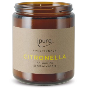 Ipuro Duftkerze Citronella im braunen Glas, 200g. Erfrischender Duft für entspannte Sommerabende.