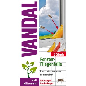 Vandal Fenster-Fliegenfalle, 3er-Pack: Dekorative Fliegenfalle für Fenster, fängt Fliegen und Fruchtfliegen.