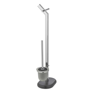 WENKO Stand WC-Garnitur Puro Anthrazit mit Toilettenpapier- und Bürstenhalter.