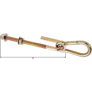 Schaukelhaken M12 x 200 mm, Stahl verzinkt, mit Karabinerhaken für sichere Schaukelbefestigung.